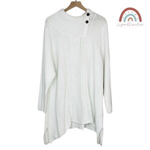 Jeanne Pierre Cable Knit Envelope Button Neck Sweater Plus Size 3X